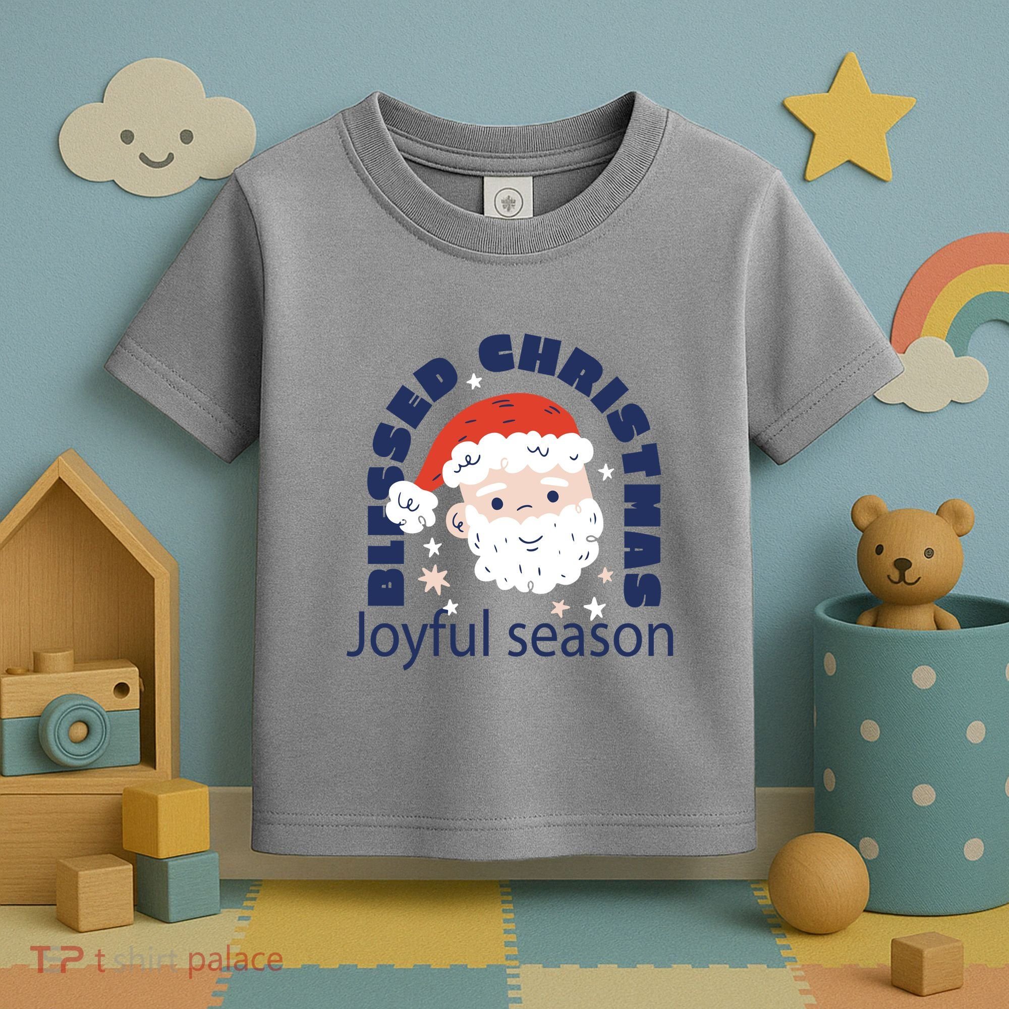 Blessed Christmas Joyful Season Santa Claus Toddler T-Shirt
