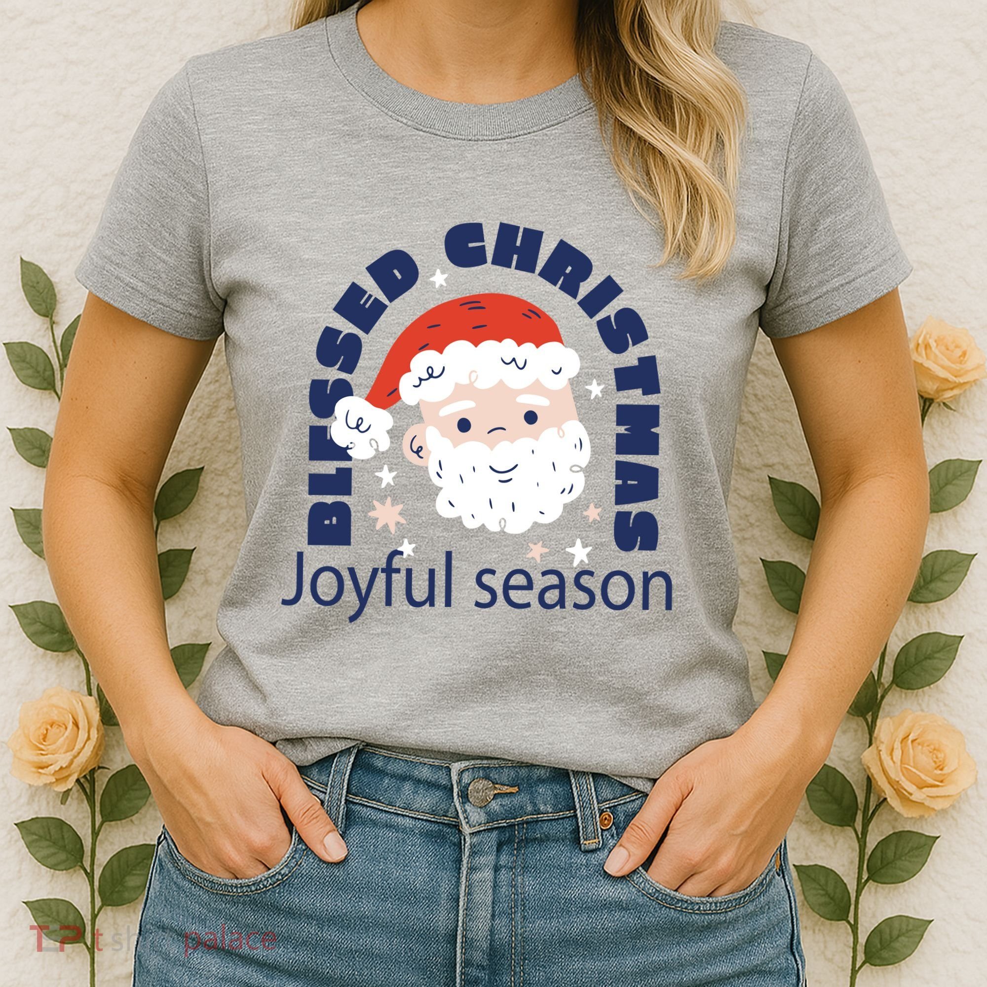 Blessed Christmas Joyful Season Santa Claus Women's T-Shirt
