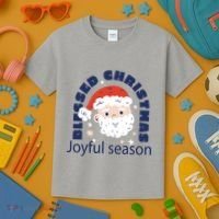 Blessed Christmas Joyful Season Santa Claus Kids T-Shirt thumb 3