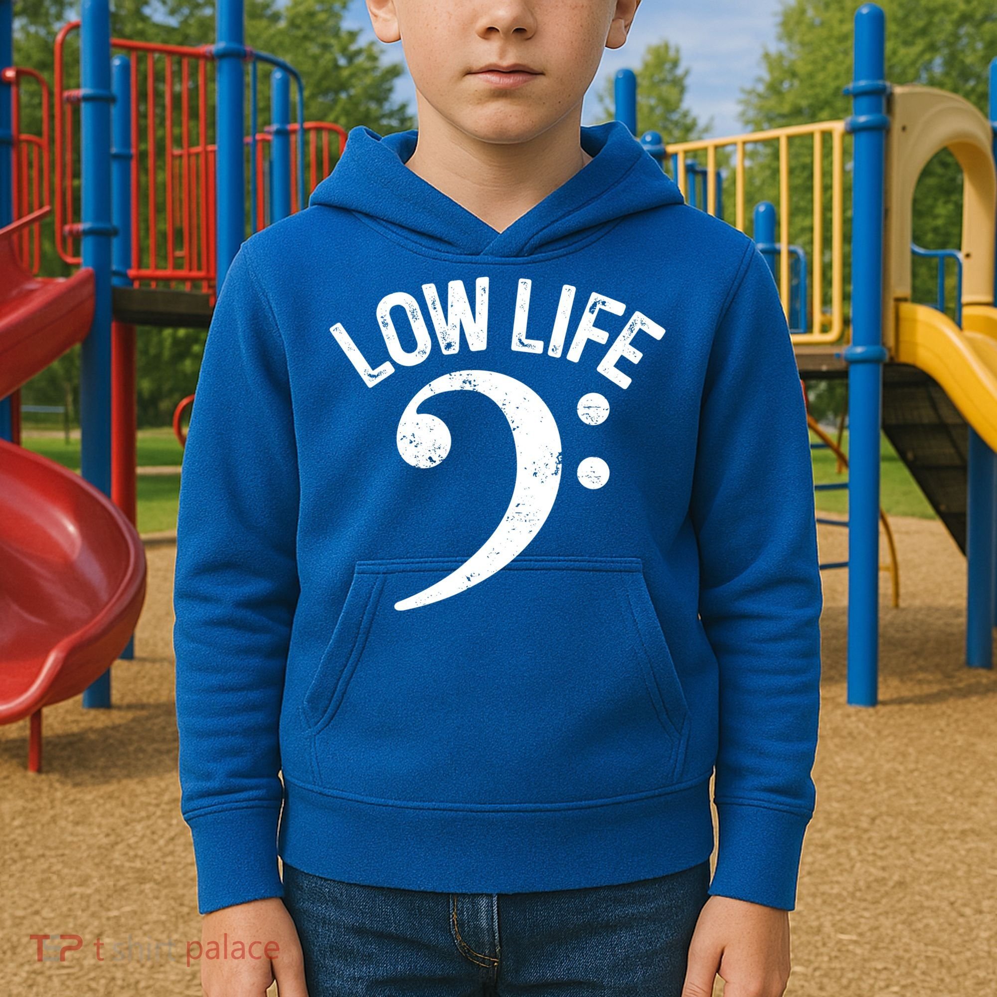 Bass Clef Low Life Music Marching Band Low Brass Bass Note Kids Hoodie