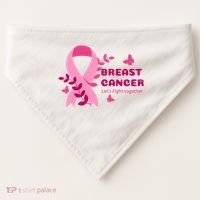 Breast Cancer LetS Fight Together Ribbon USA-Made Doggie Bandana thumb 0
