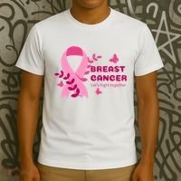 Breast Cancer LetS Fight Together Ribbon T-Shirt thumb 3