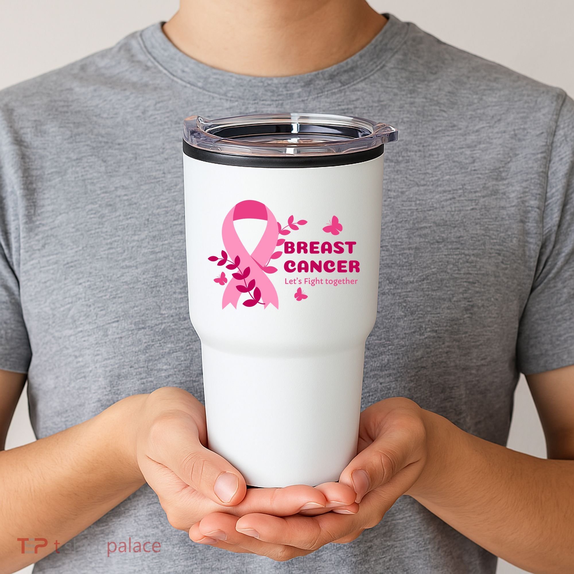 Breast Cancer LetS Fight Together Ribbon Tumbler