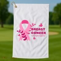 Breast Cancer LetS Fight Together Ribbon Golf Towel thumb 1