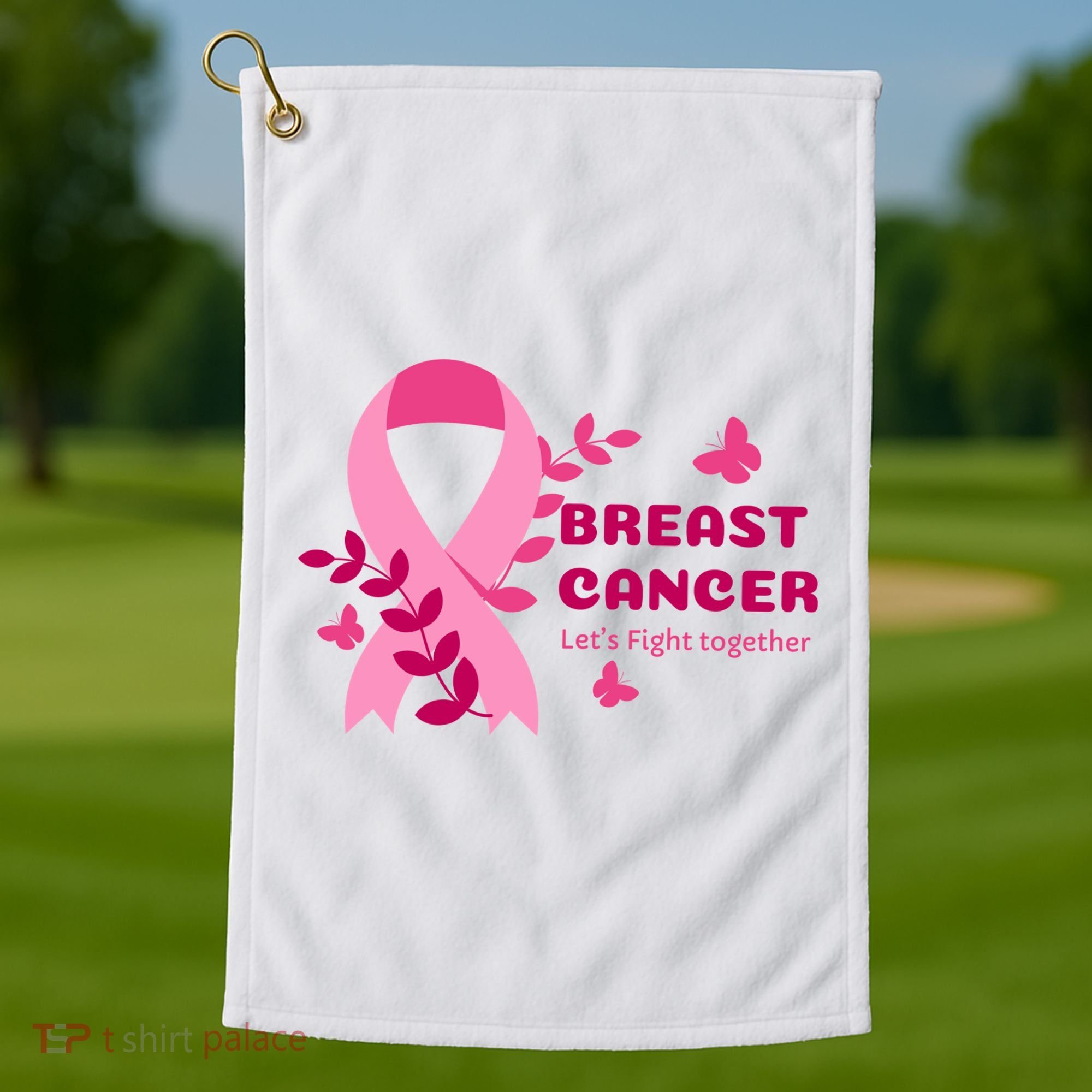 Breast Cancer LetS Fight Together Ribbon Golf Towel