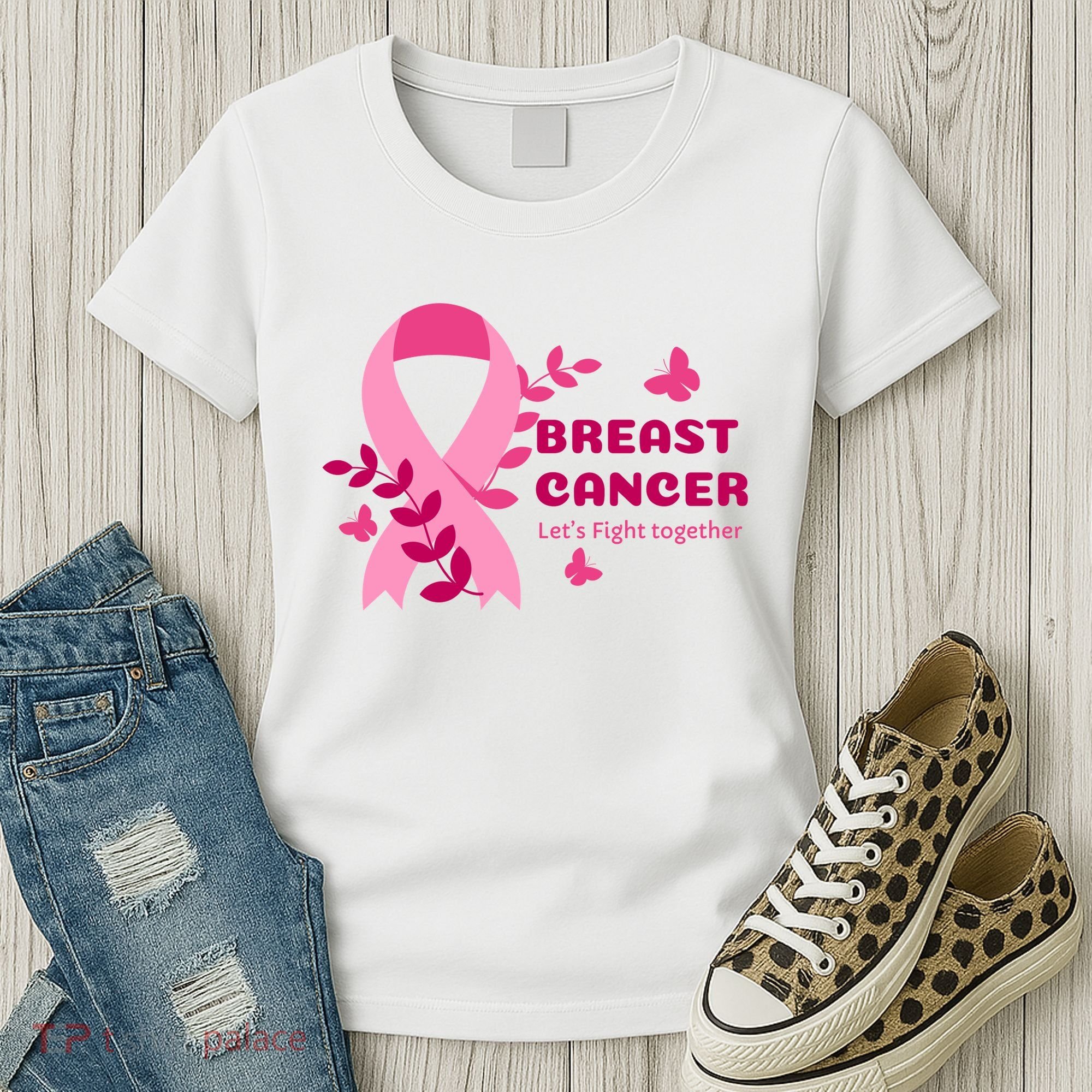 Breast Cancer LetS Fight Together Ribbon Women's T-Shirt
