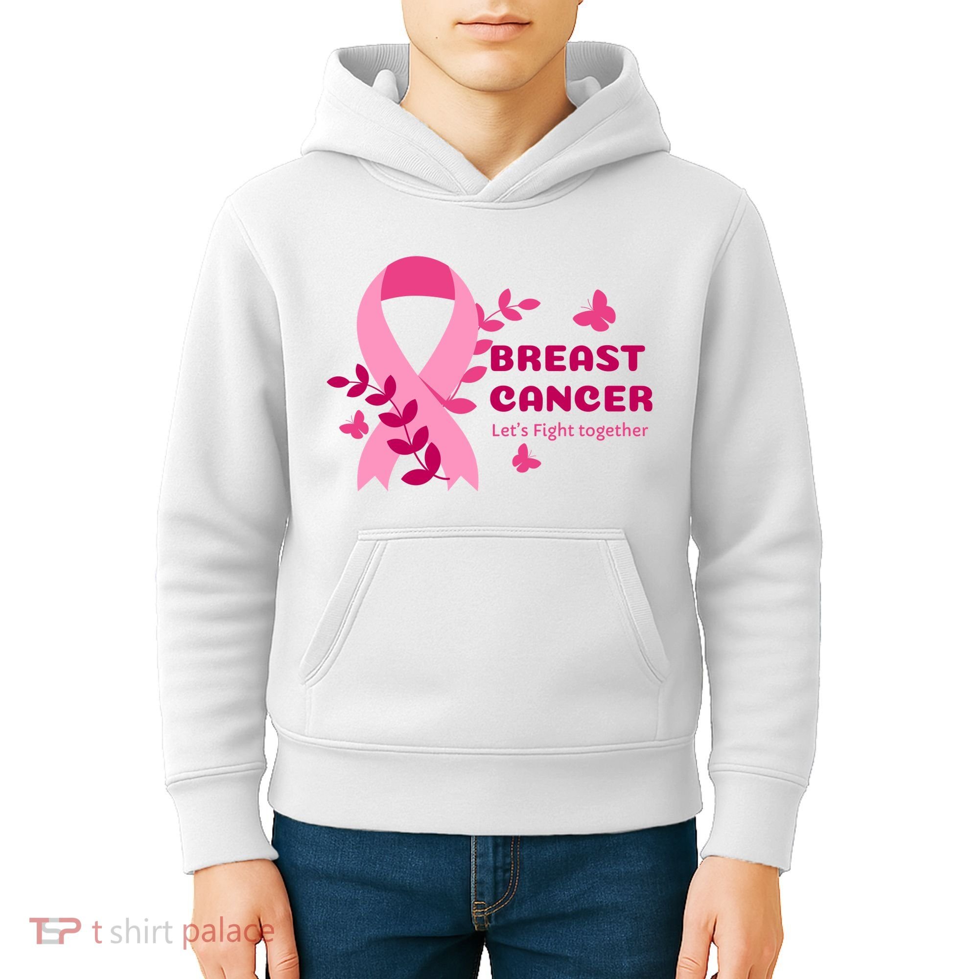 Breast Cancer LetS Fight Together Ribbon Kids Hoodie