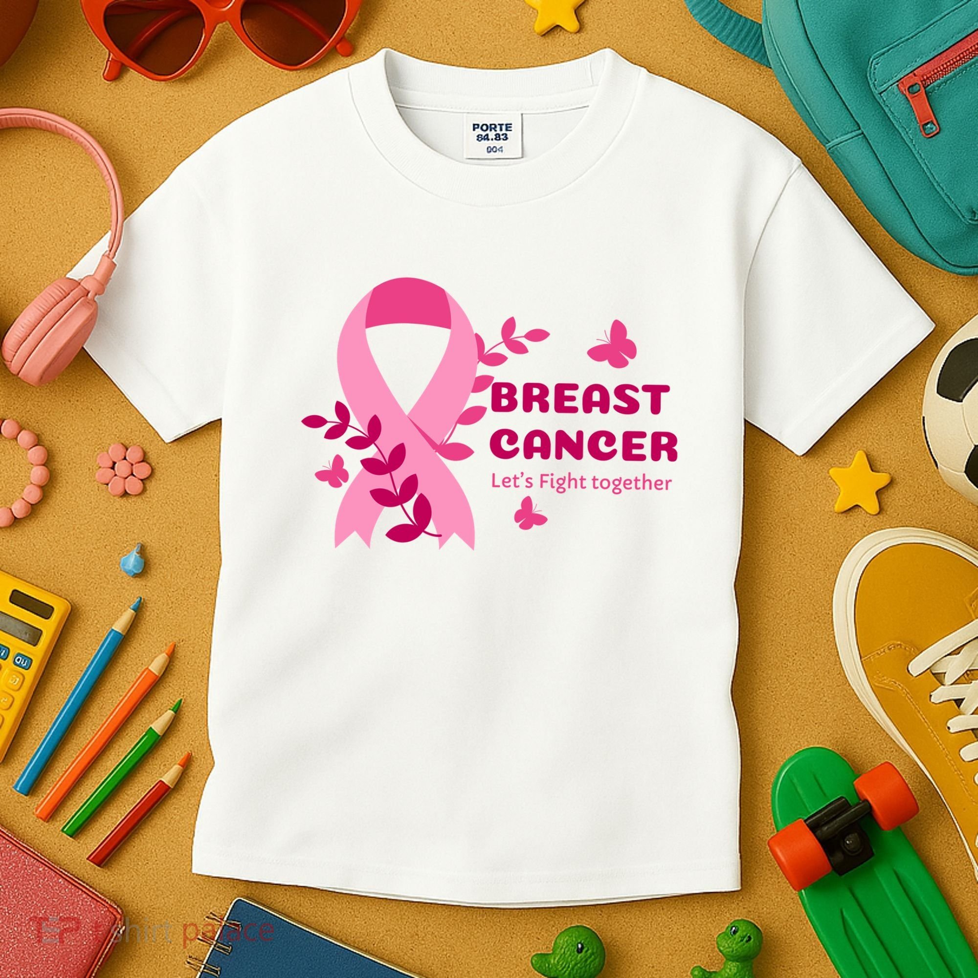Breast Cancer LetS Fight Together Ribbon Kids T-Shirt
