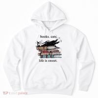 Book Cat Life Is Sweet Cute Cat Lover Hoodie thumb 0
