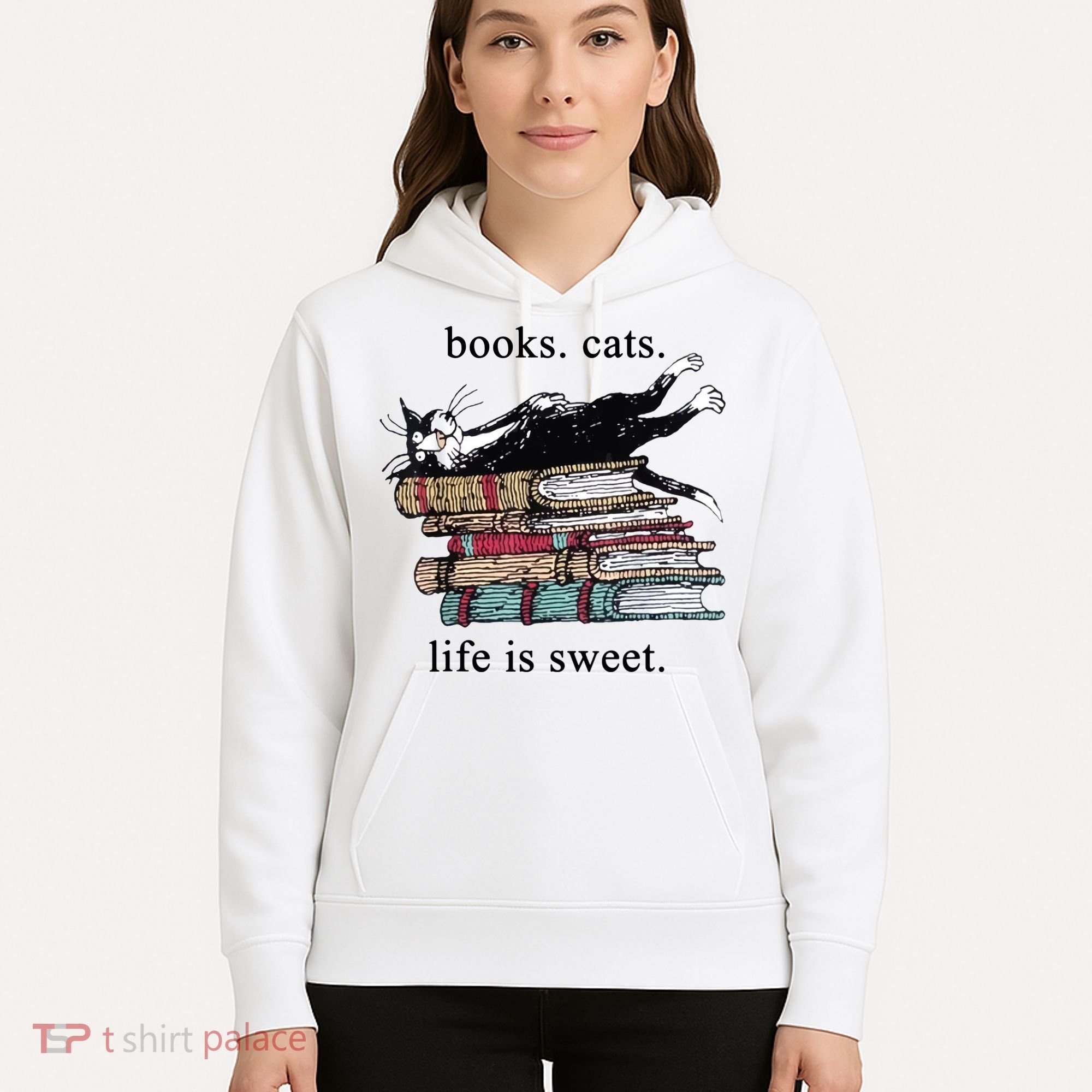 Book Cat Life Is Sweet Cute Cat Lover Hoodie