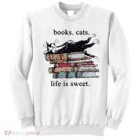 Book Cat Life Is Sweet Cute Cat Lover Sweatshirt thumb 0