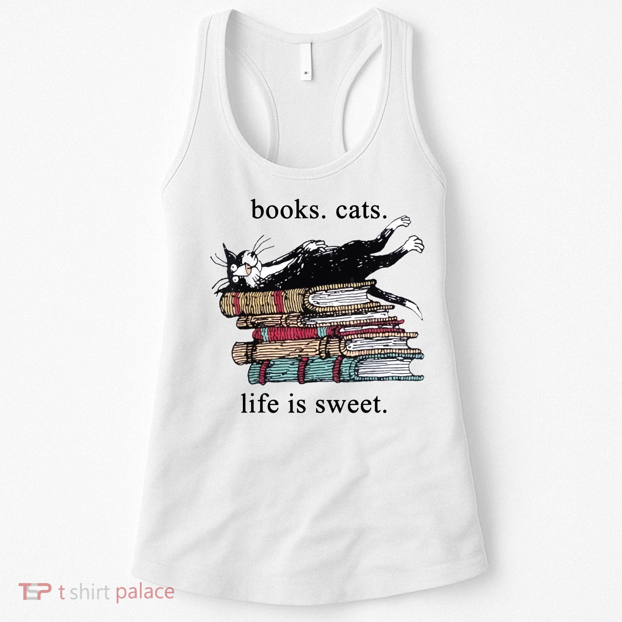 Book Cat Life Is Sweet Cute Cat Lover Women's Tank Top