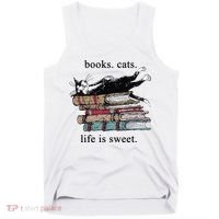Book Cat Life Is Sweet Cute Cat Lover Tank Top thumb 0