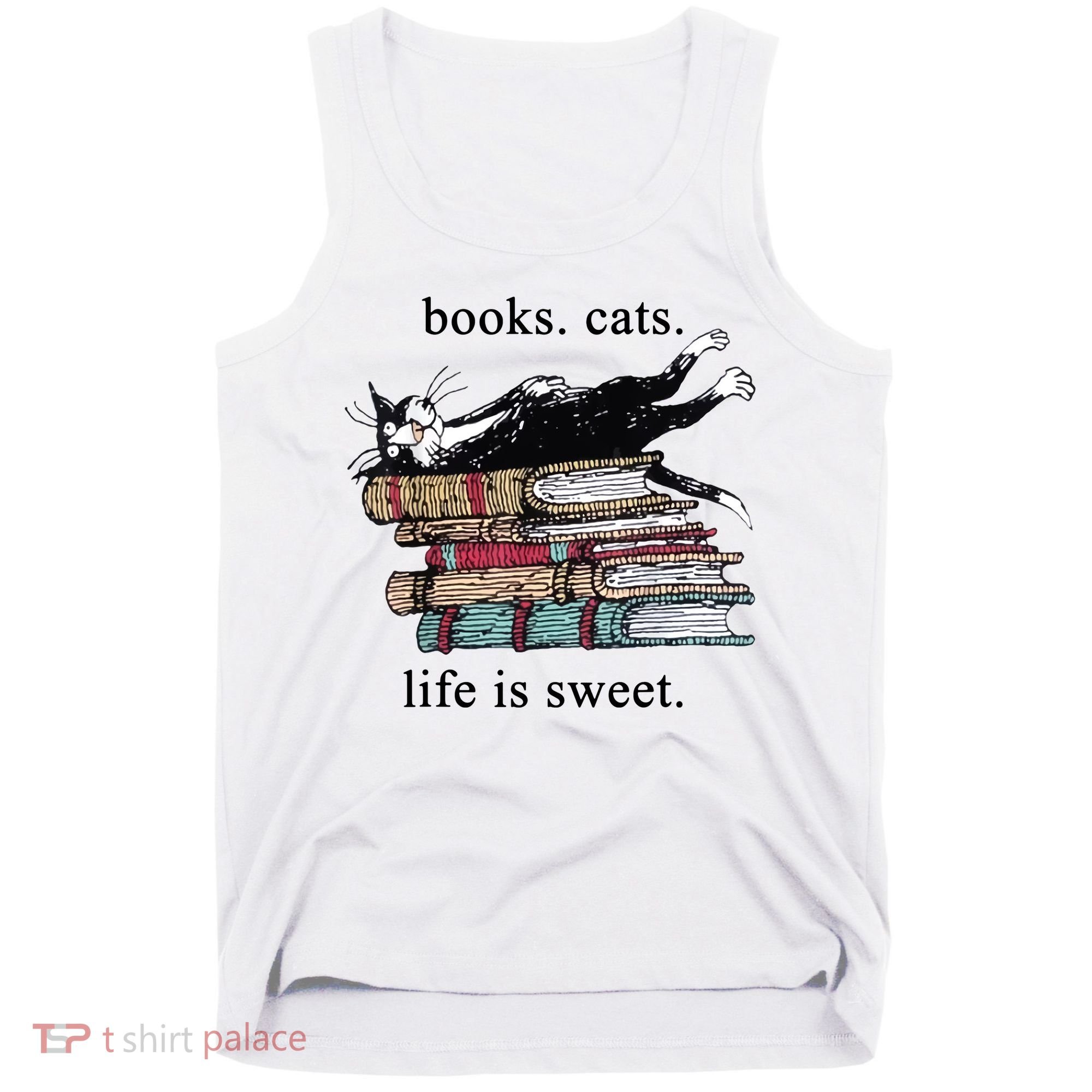 Book Cat Life Is Sweet Cute Cat Lover Tank Top