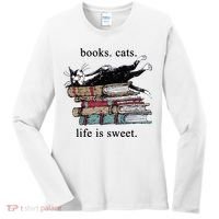 Book Cat Life Is Sweet Cute Cat Lover Women's Long Sleeve Shirt thumb 0