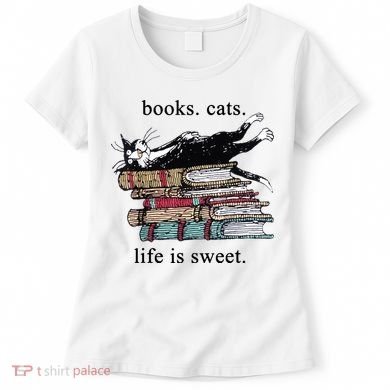 Book Cat Life Is Sweet Cute Cat Lover Women's T-Shirt