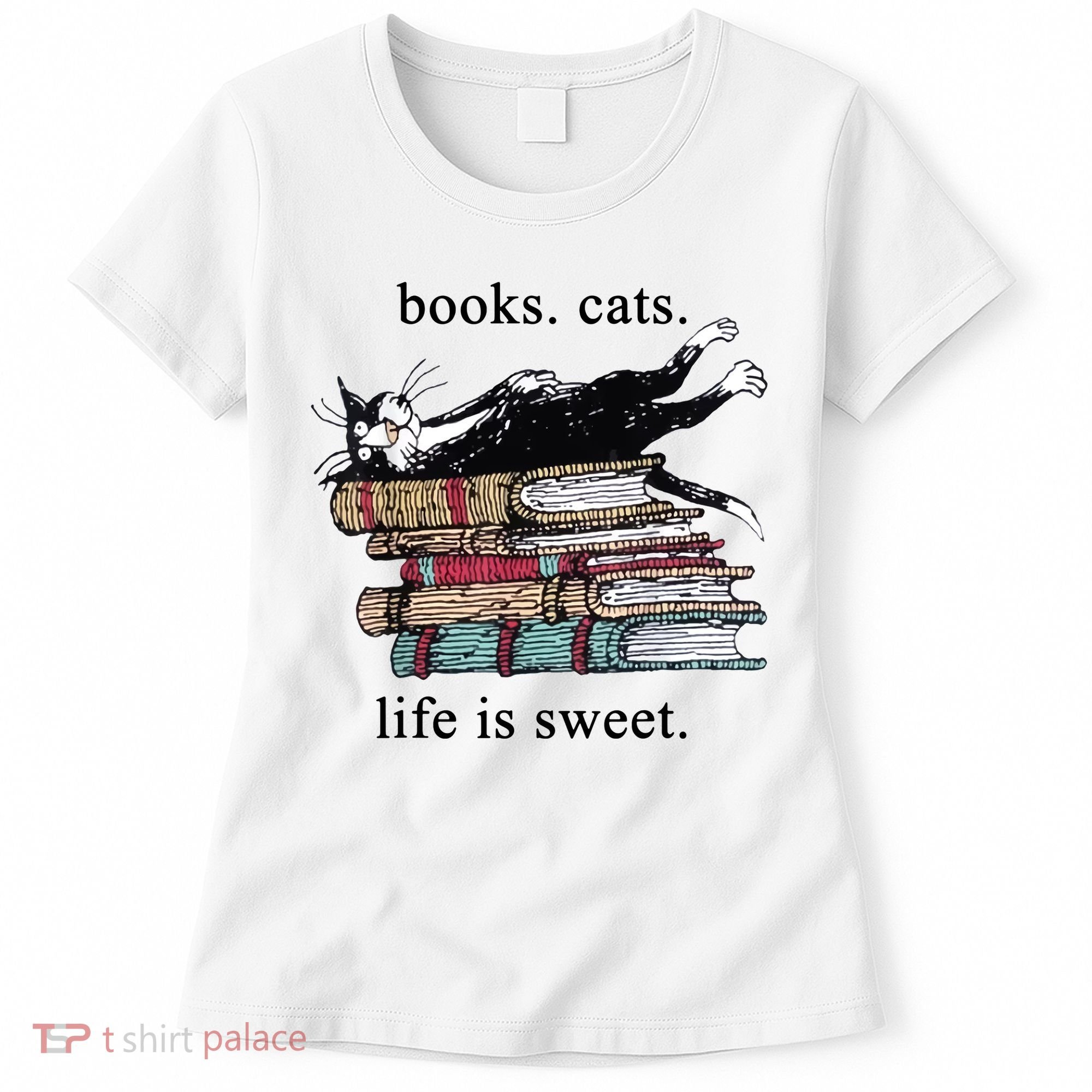Book Cat Life Is Sweet Cute Cat Lover Women's T-Shirt