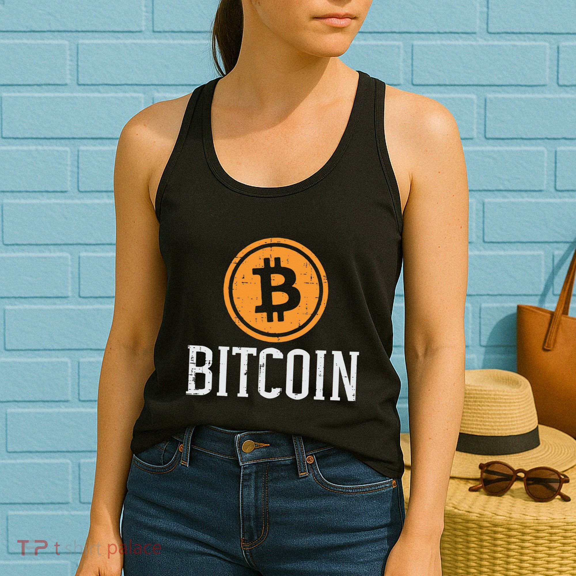 Bitcoin Coin Logo Btc Cyrpto Cryptocurrency Trader Women Women's Tank Top