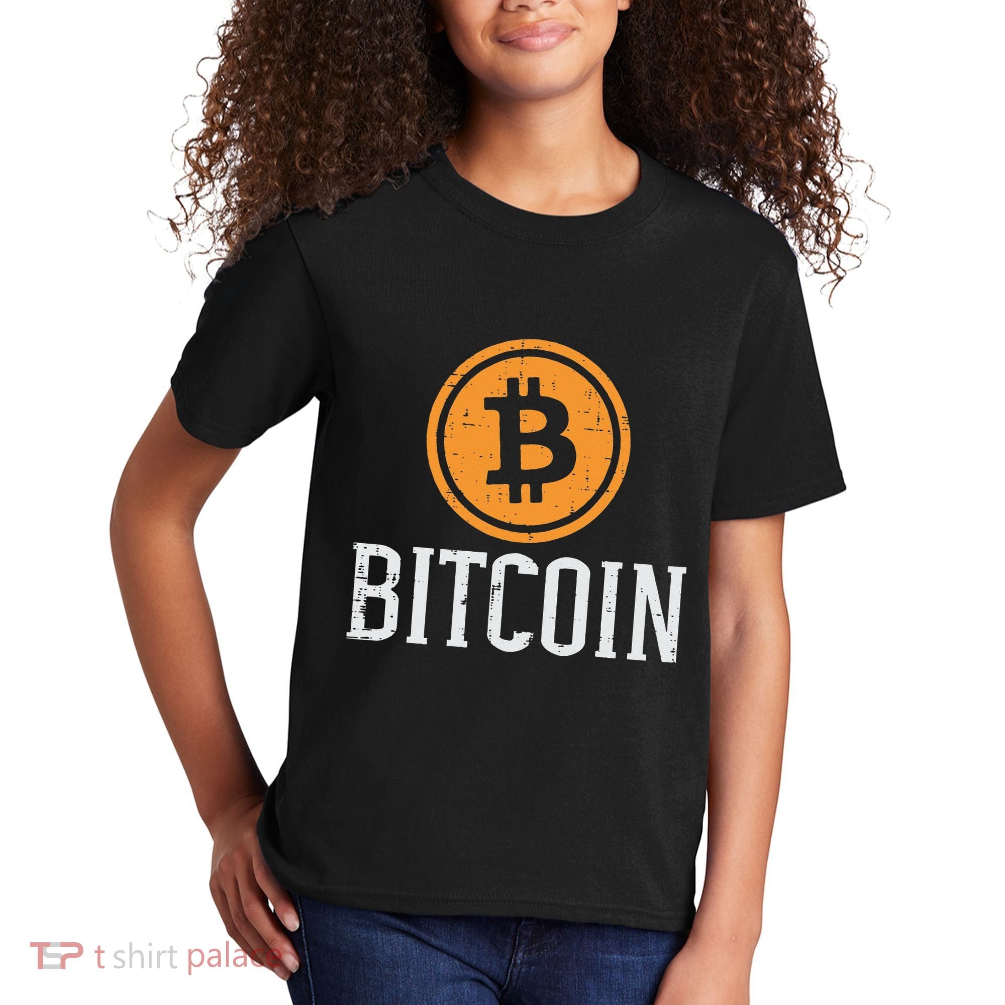 Bitcoin Coin Logo Btc Cyrpto Cryptocurrency Trader Women Kids T-Shirt