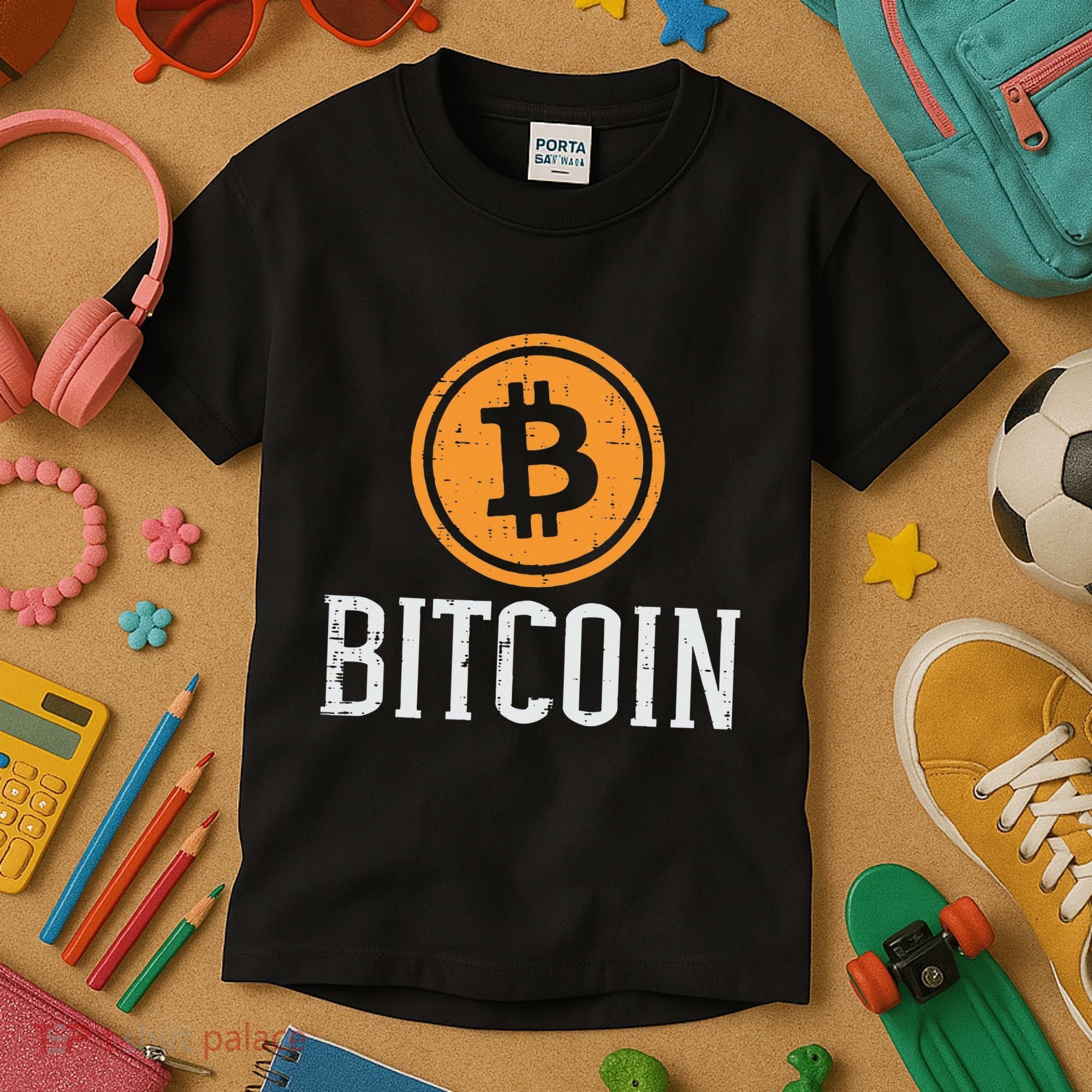 Bitcoin Coin Logo Btc Cyrpto Cryptocurrency Trader Women Kids T-Shirt