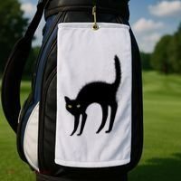 Black Cat Lover Gift Golf Towel thumb 2