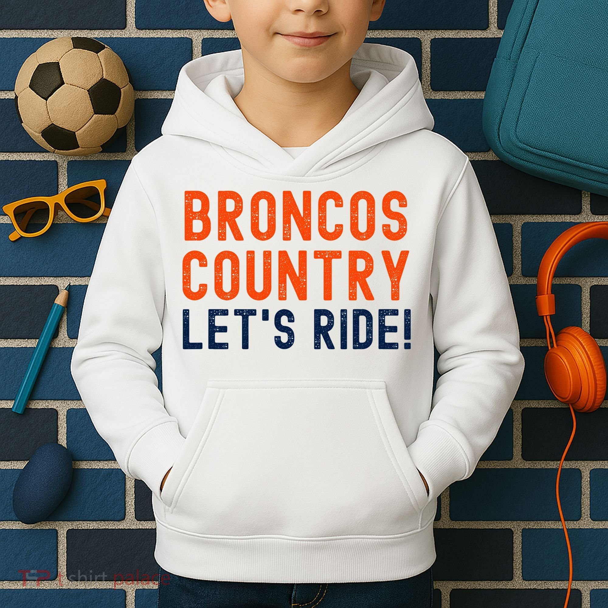 Broncos Country LetS Ride! Sports Team Fans Kids Hoodie