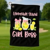 Bow Coquette Lemonade Stand Girl Boss Ceo Lemon Juice Summer Golf Towel thumb 1