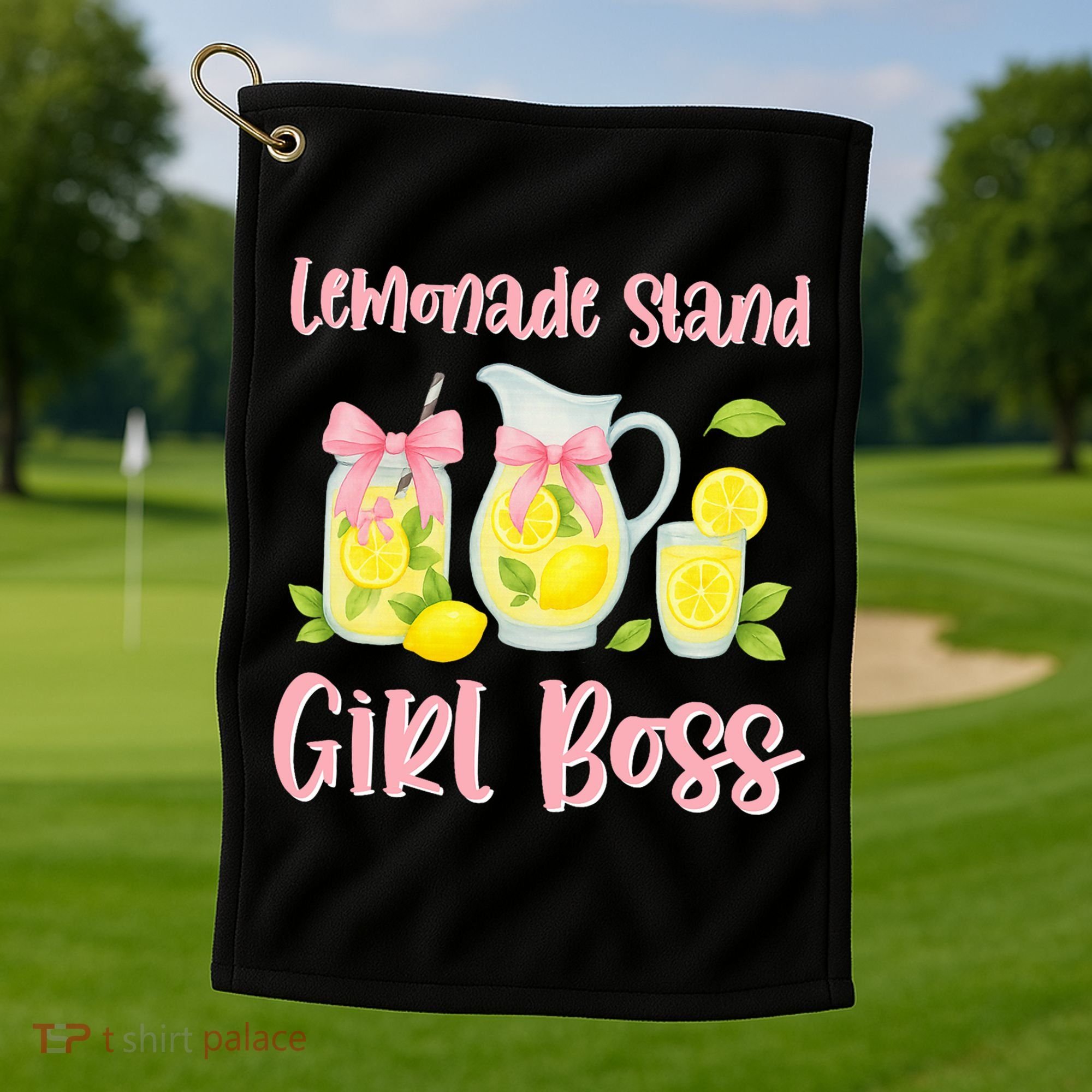 Bow Coquette Lemonade Stand Girl Boss Ceo Lemon Juice Summer Golf Towel
