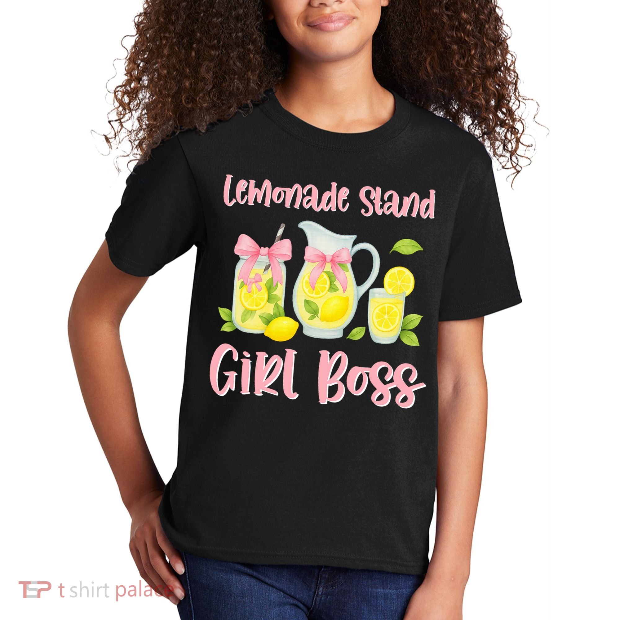 Bow Coquette Lemonade Stand Girl Boss Ceo Lemon Juice Summer Kids T-Shirt