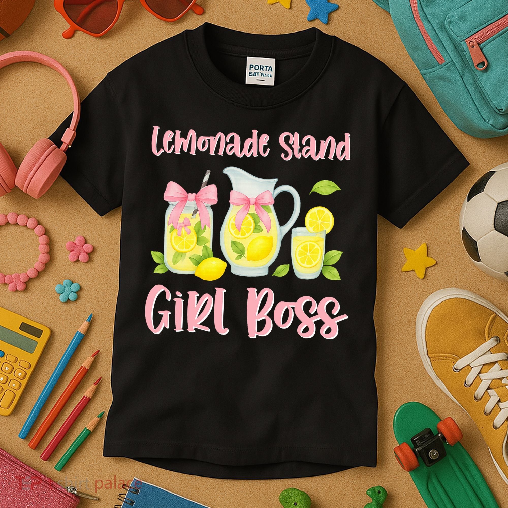 Bow Coquette Lemonade Stand Girl Boss Ceo Lemon Juice Summer Kids T-Shirt