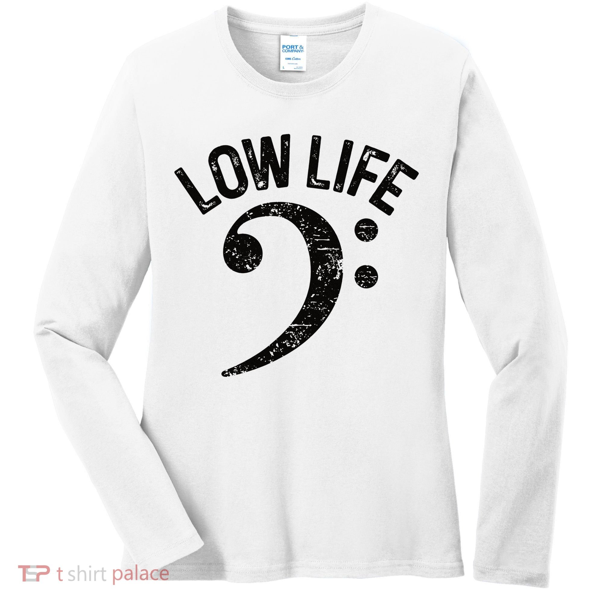 Bass Clef Low Life Music Marching Band Low Brass Bass Note Women's Long Sleeve Shirt
