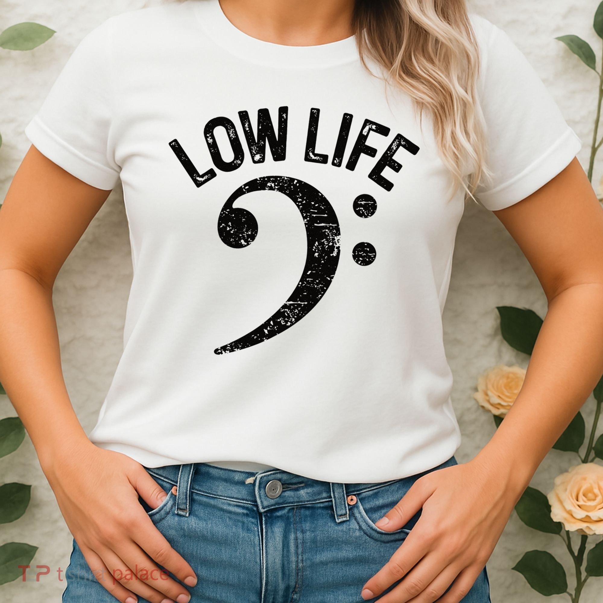 Bass Clef Low Life Music Marching Band Low Brass Bass Note Women's T-Shirt