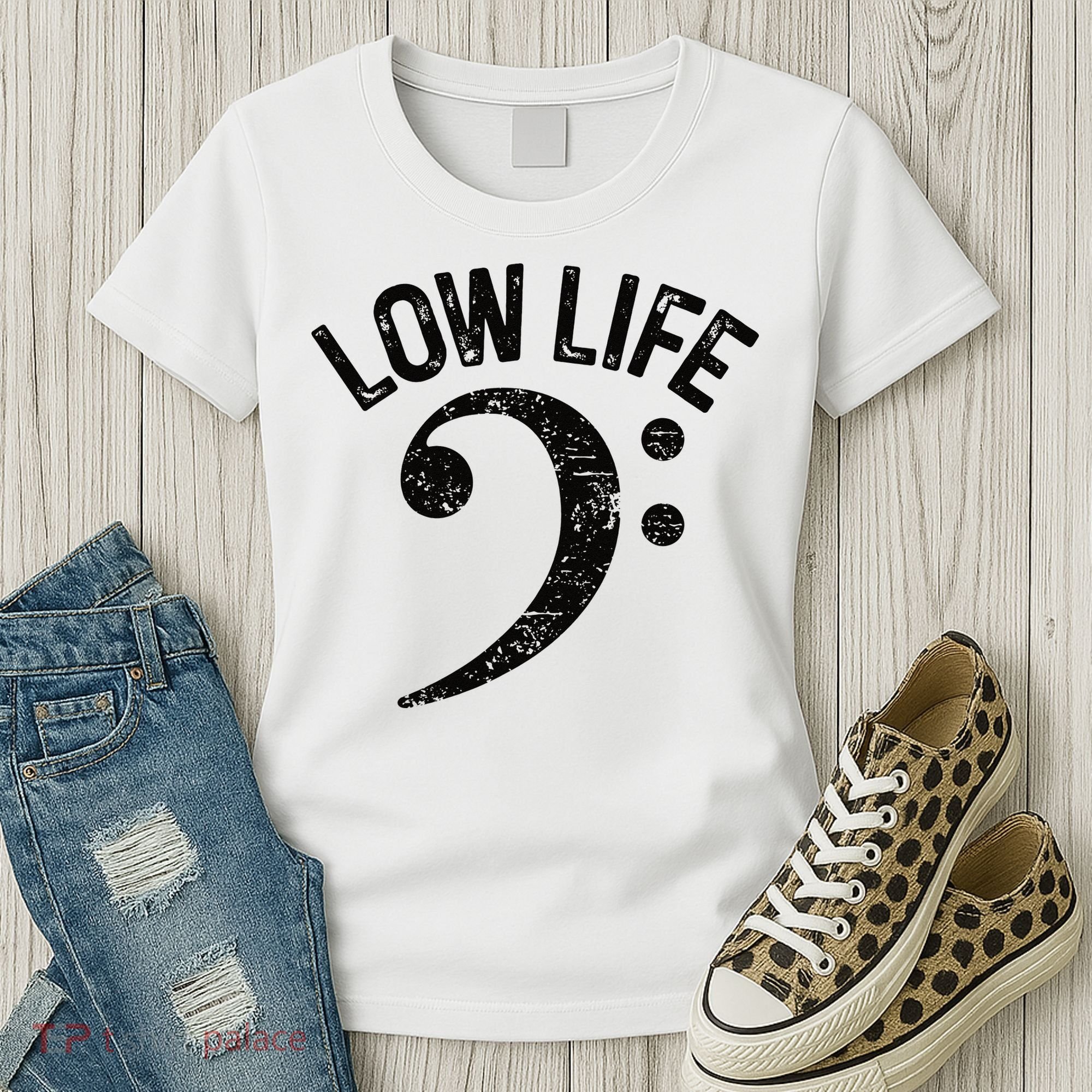 Bass Clef Low Life Music Marching Band Low Brass Bass Note Women's T-Shirt