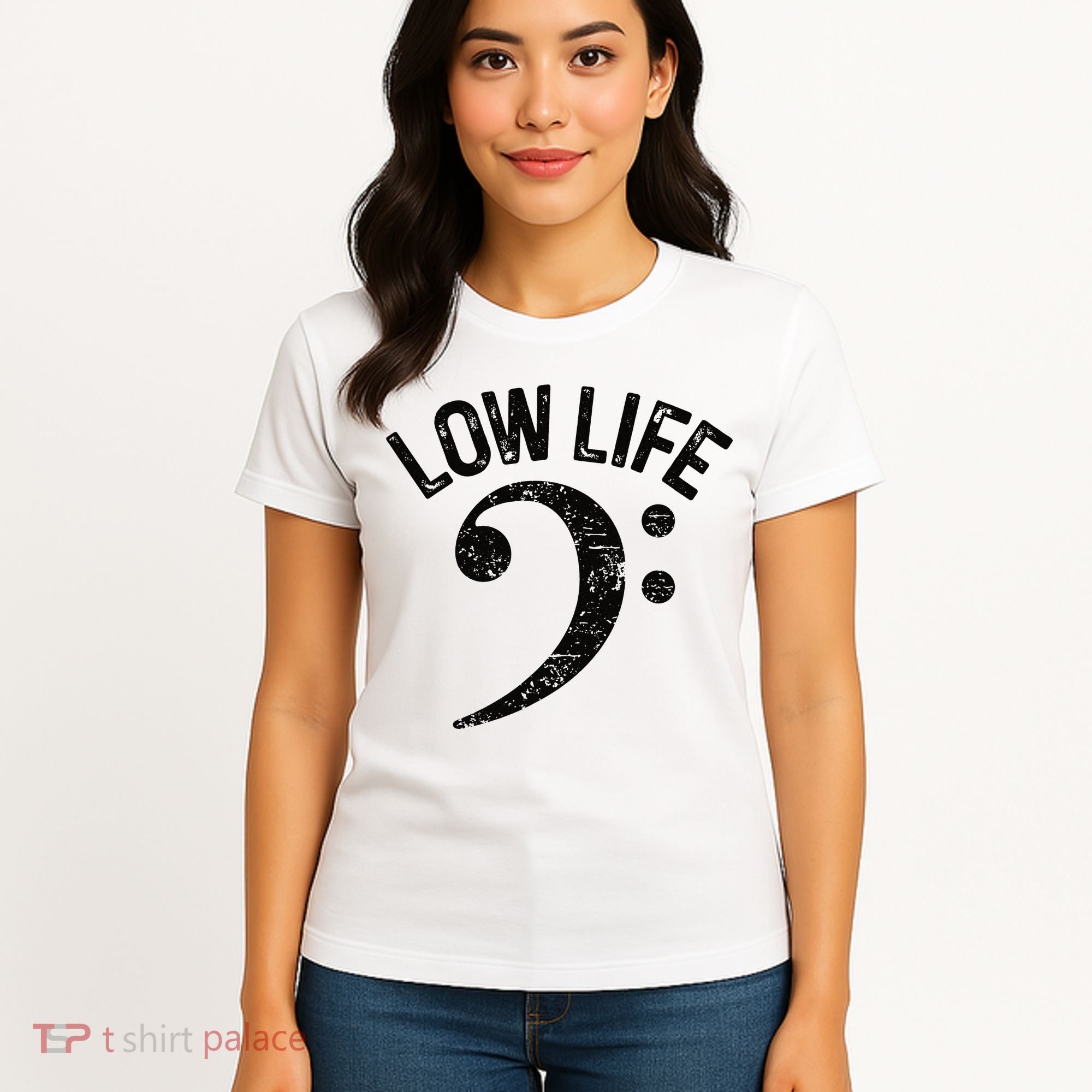 Bass Clef Low Life Music Marching Band Low Brass Bass Note Women's T-Shirt