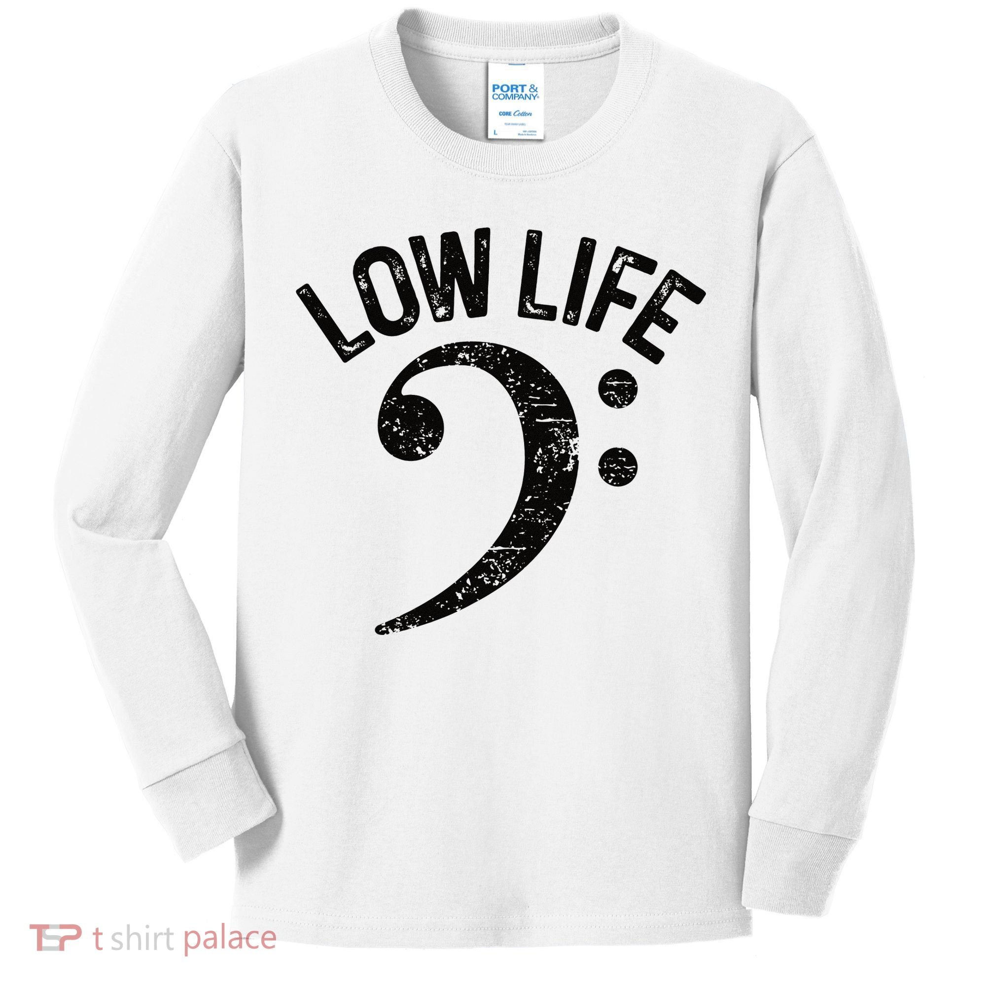 Bass Clef Low Life Music Marching Band Low Brass Bass Note Kids Long Sleeve Shirt
