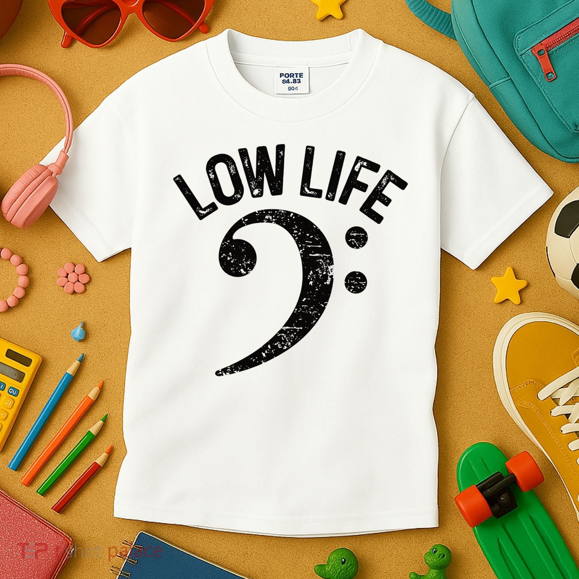 Bass Clef Low Life Music Marching Band Low Brass Bass Note Kids T-Shirt
