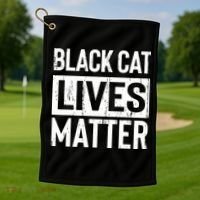Black Cat Lives Matter Funny Gift Golf Towel thumb 1