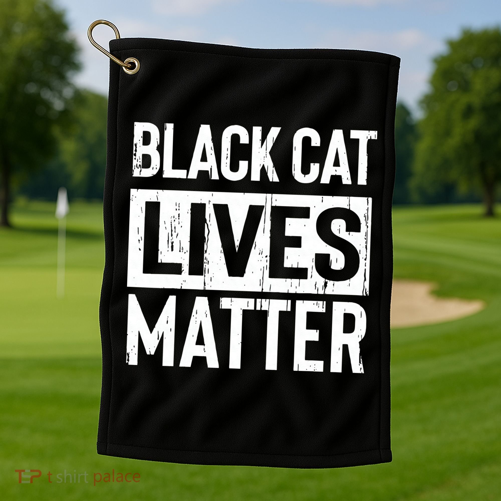 Black Cat Lives Matter Funny Gift Golf Towel