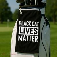 Black Cat Lives Matter Funny Gift Golf Towel thumb 2