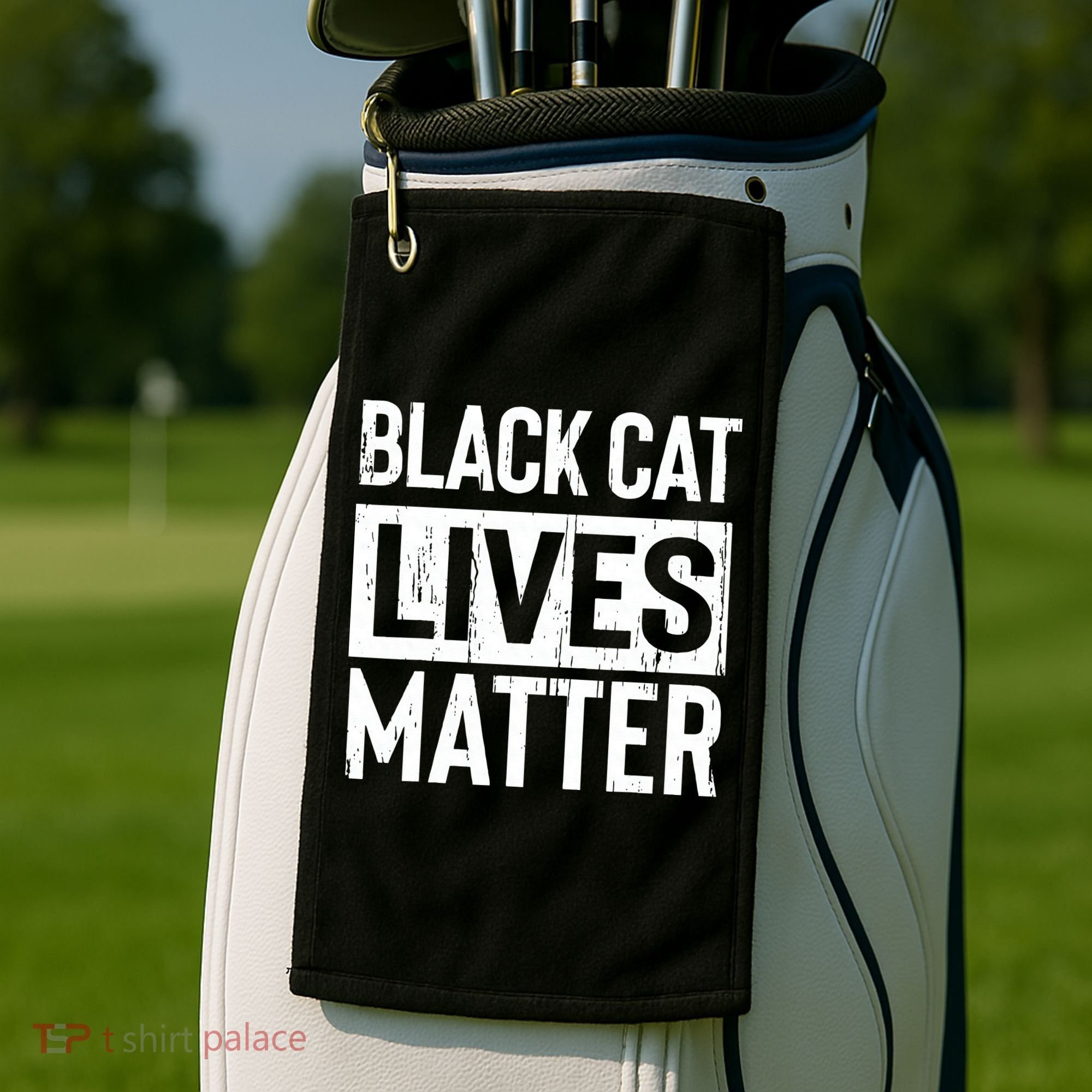 Black Cat Lives Matter Funny Gift Golf Towel