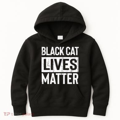 Black Cat Lives Matter Funny Gift Kids Hoodie