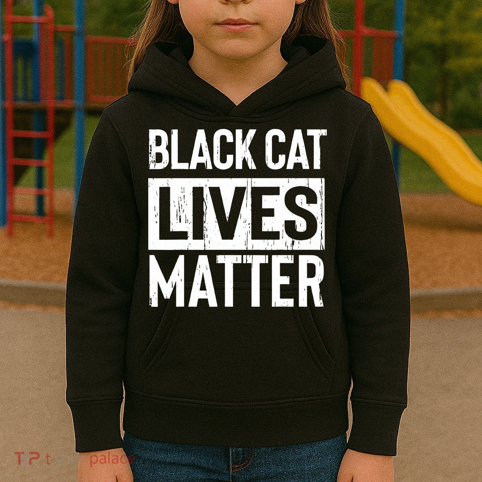 Black Cat Lives Matter Funny Gift Kids Hoodie
