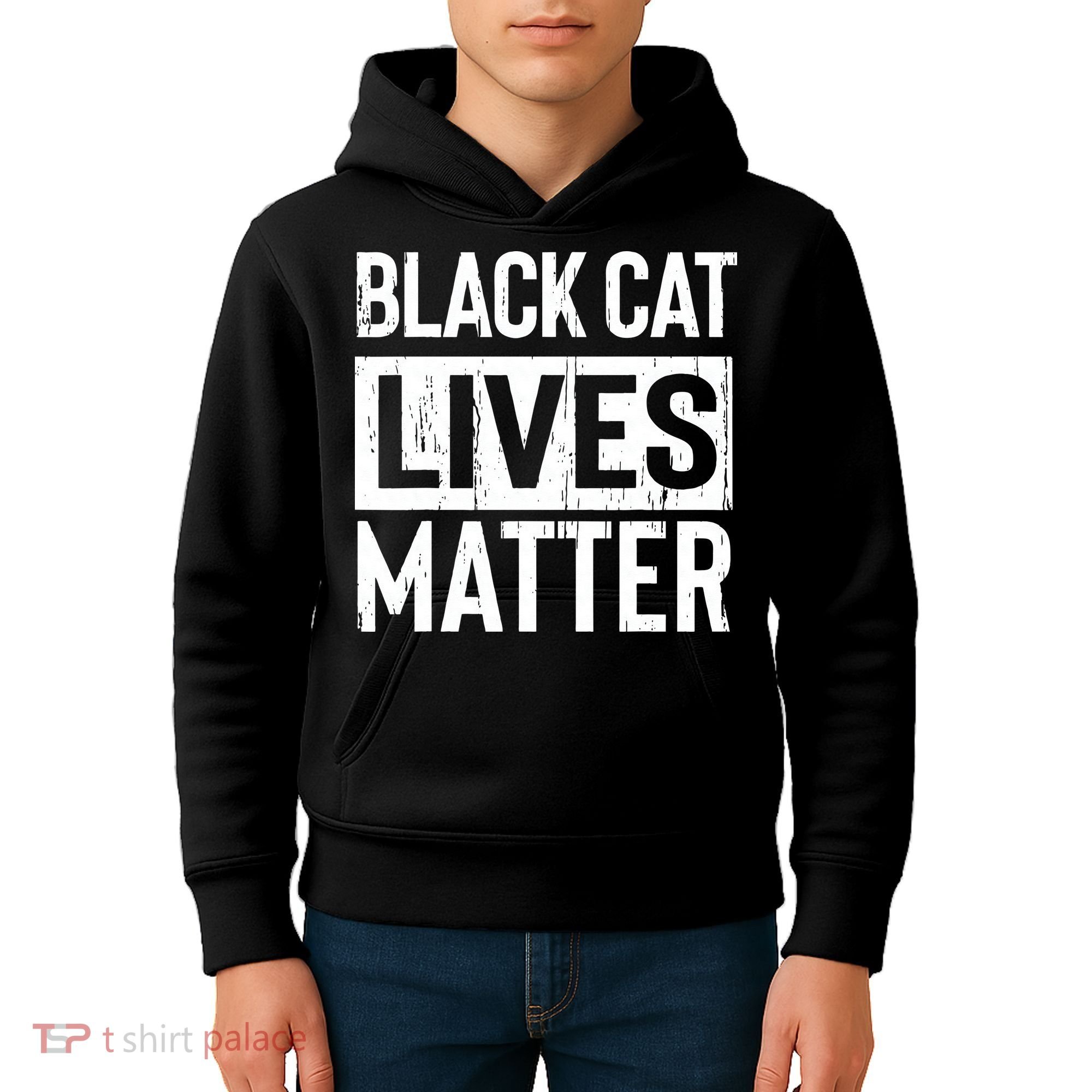Black Cat Lives Matter Funny Gift Kids Hoodie