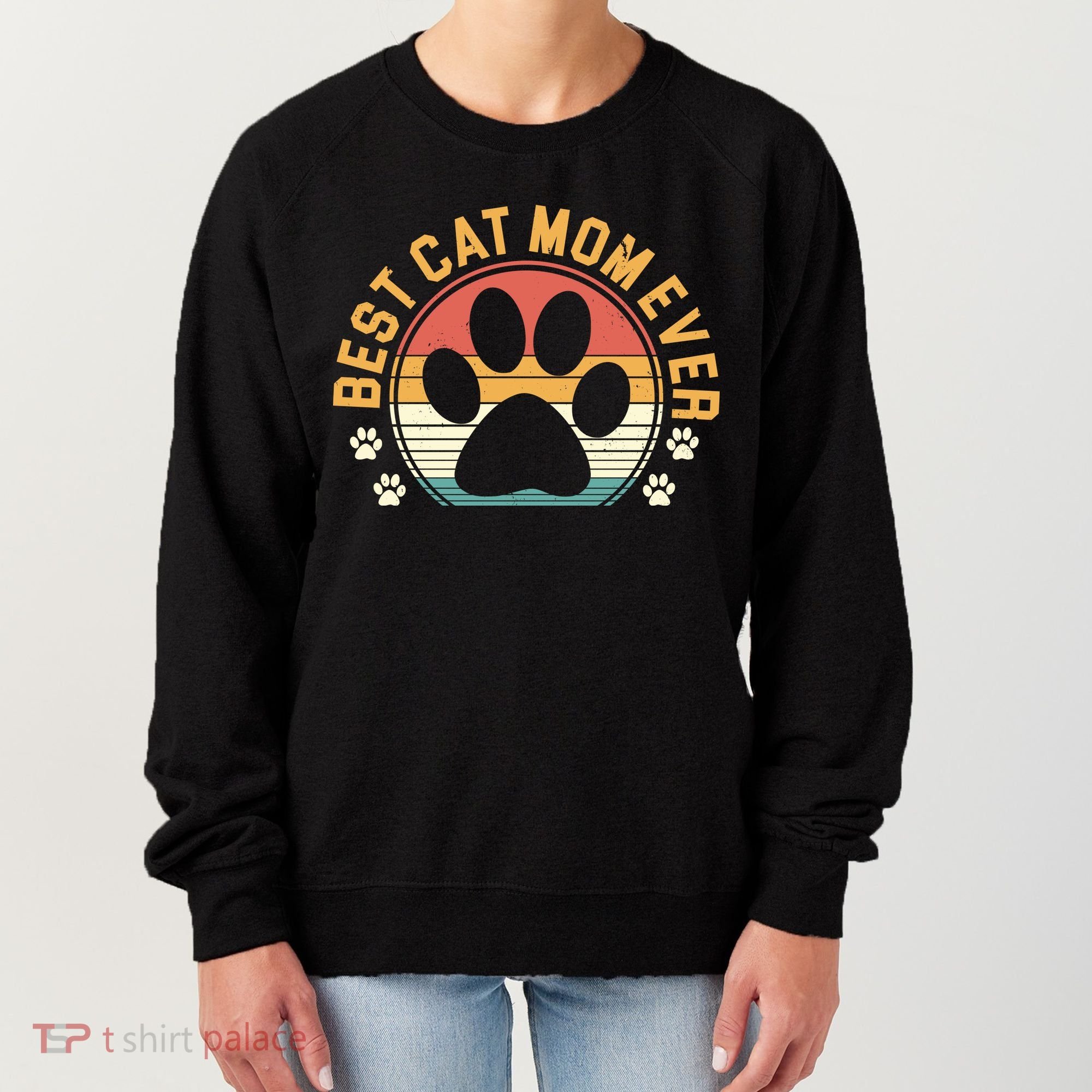 Best Cat Mom Ever Retro Sunset Women's Sweatshirt