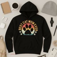 Best Cat Mom Ever Retro Sunset Hoodie thumb 3
