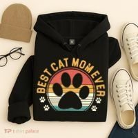 Best Cat Mom Ever Retro Sunset Hoodie thumb 4