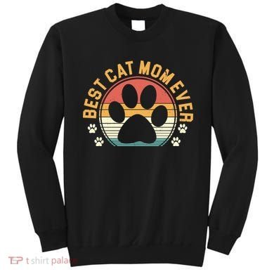 Best Cat Mom Ever Retro Sunset Sweatshirt