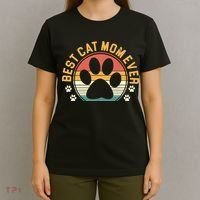 Best Cat Mom Ever Retro Sunset T-Shirt thumb 4