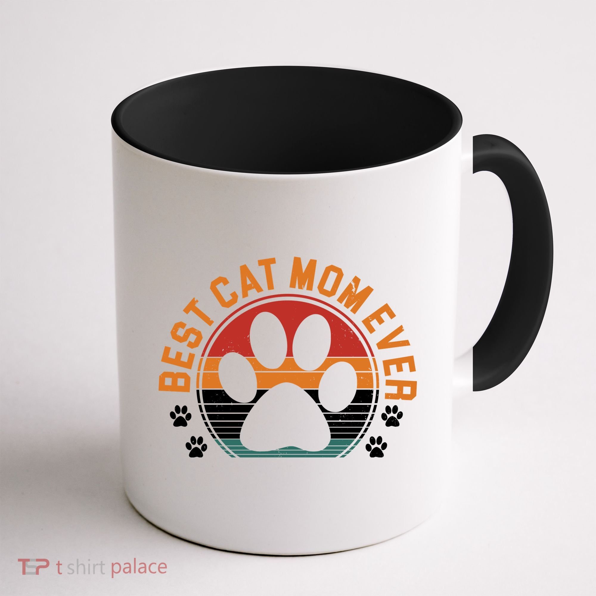 Best Cat Mom Ever Retro Sunset Coffee Mug