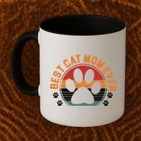 Best Cat Mom Ever Retro Sunset Coffee Mug thumb 2